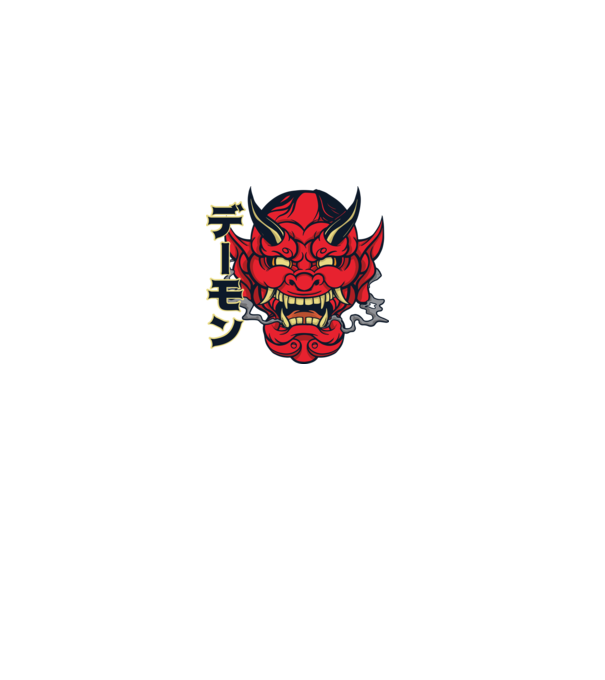 Mască demon chinez model gri pe tricou