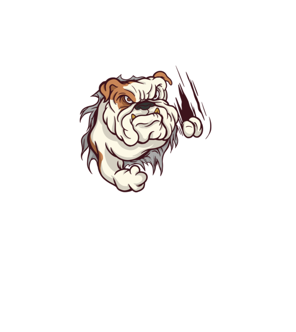 Bulldog model alb pe tricou