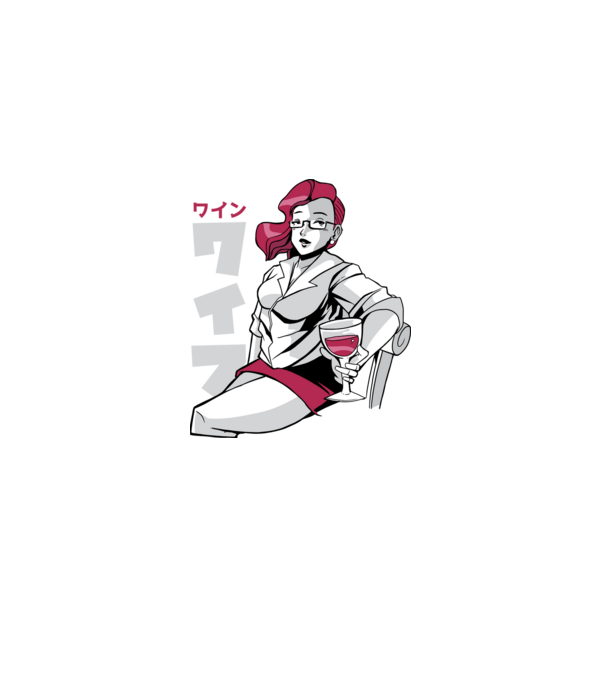 Anime fată cu vin model mov pe tricou