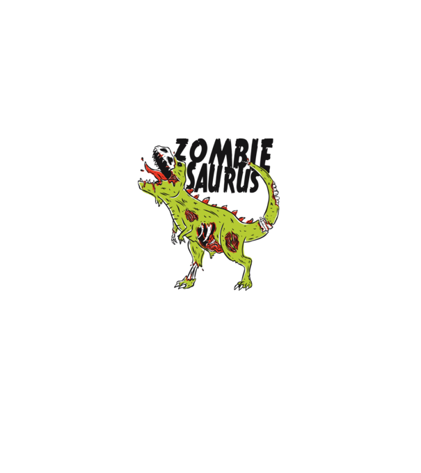 Zombiesaurus - Dinozaur Zombie model alb pe tricou