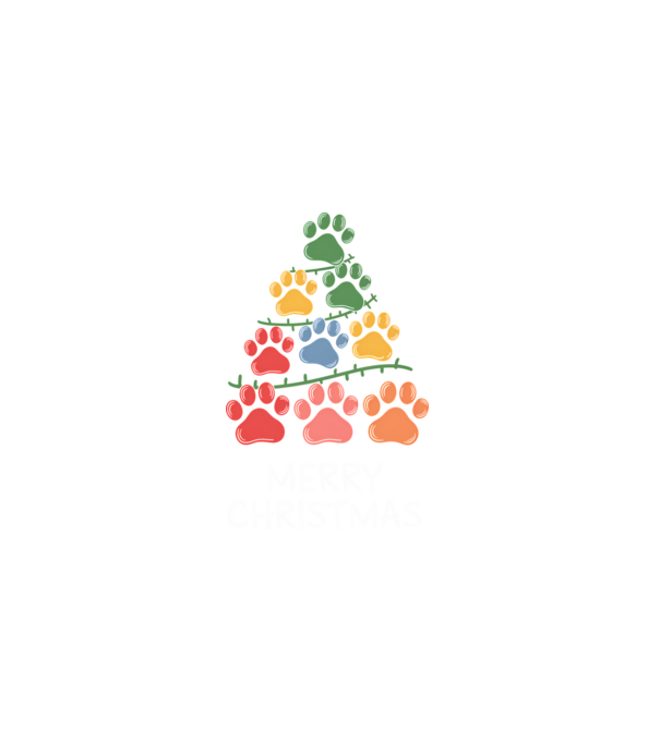 Merry Christmas Paws Negru model negru pe tricou
