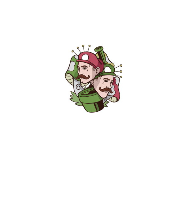 Mario și Luigi model alb pe tricou