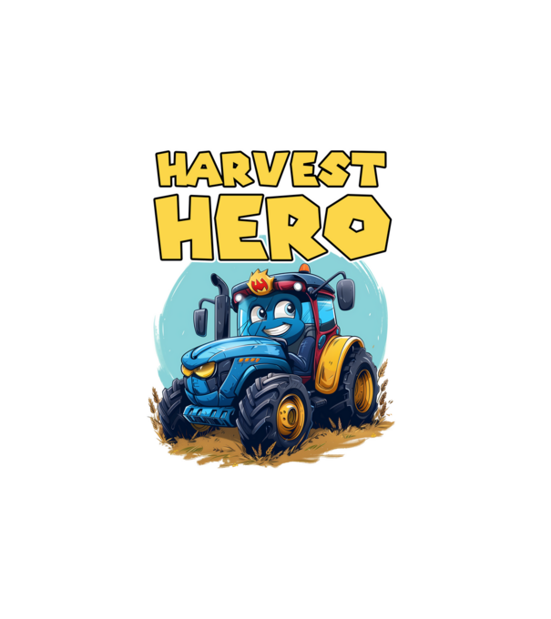 Harvest Hero Tractor model alb pe tricou