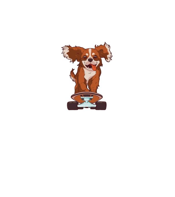 Skateboarding Cavalier King Spaniel model negru pe tricou