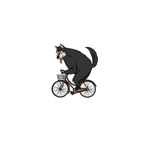 Lup pe bicicletă model gri pe tricou