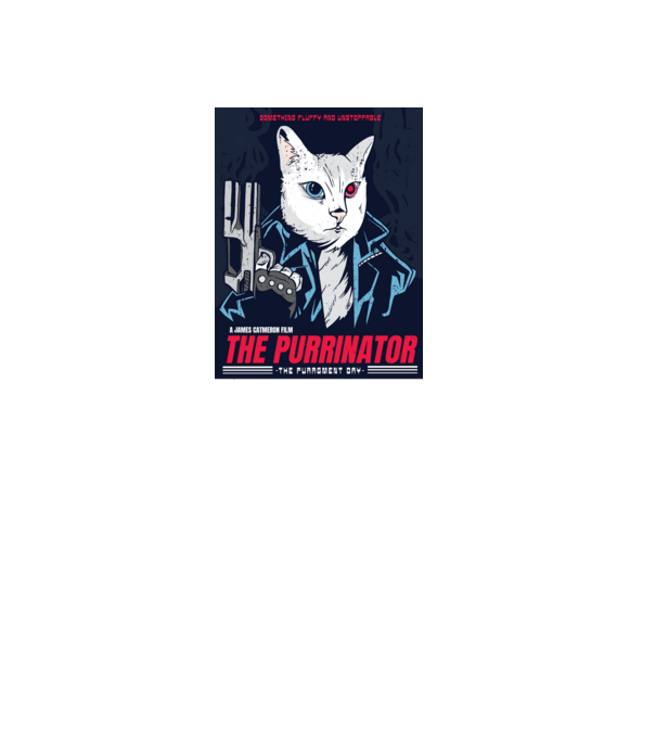 The Purrinator Pisică model turcoaz pe tricou