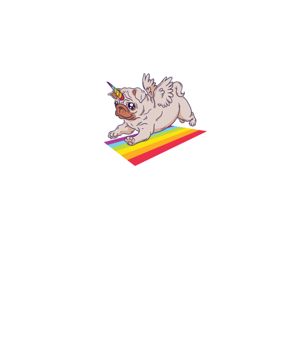 Pugicorn - mops unicorn model albastru închis pe tricou