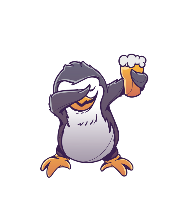 Pinguin cu Bere DAB model alb pe tricou
