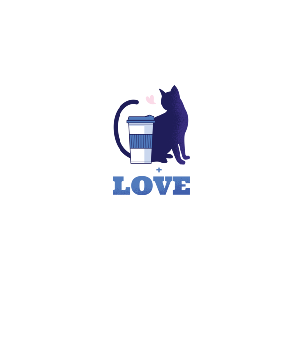 Cafea + Pisici = dragoste model albastru jeanși pe tricou