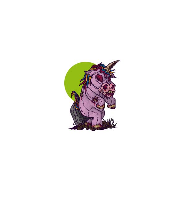 Zombie unicorn model albastru închis pe tricou