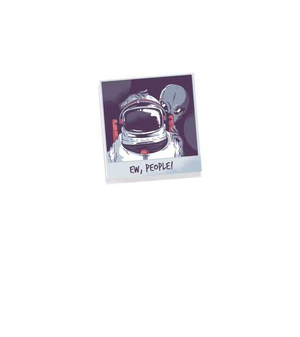 Ew, Oameni - Astronaut cu extraterestru model negru pe tricou