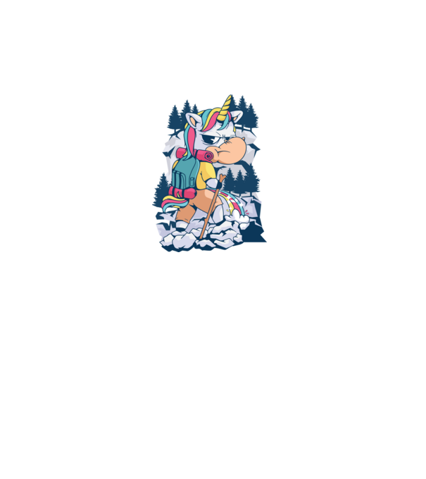 Unicorn excursionist pipi model alb pe tricou