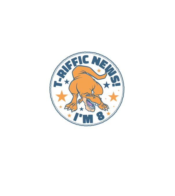 'T-rex Terrific news i''m 8' model albastru deschis pe tricou