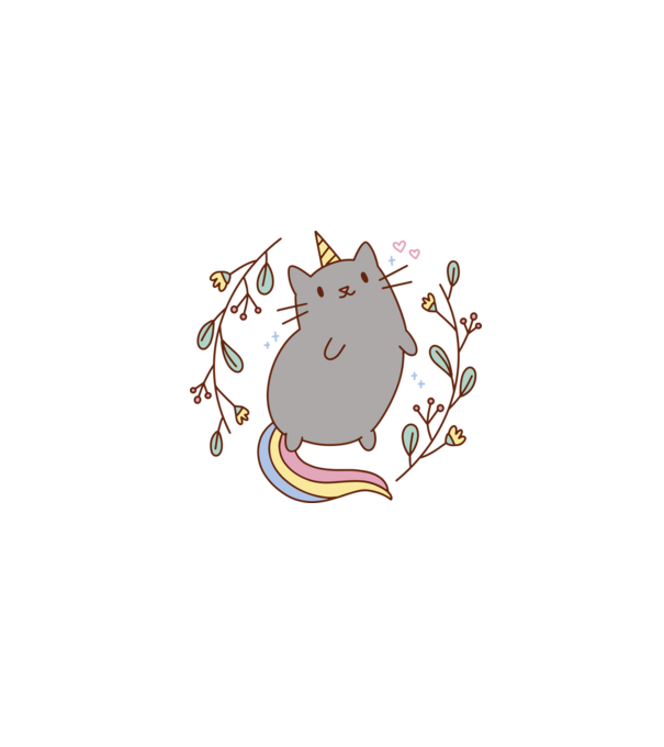 Pisică Unicorn model alb pe tricou