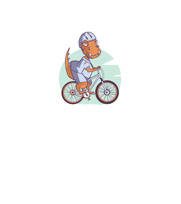 Dinozaur de T-Rex cu bicicletă model albastru jeanși pe tricou