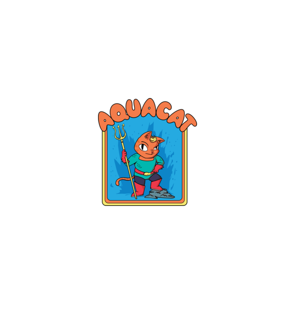 Aquacat model turcoaz pe tricou