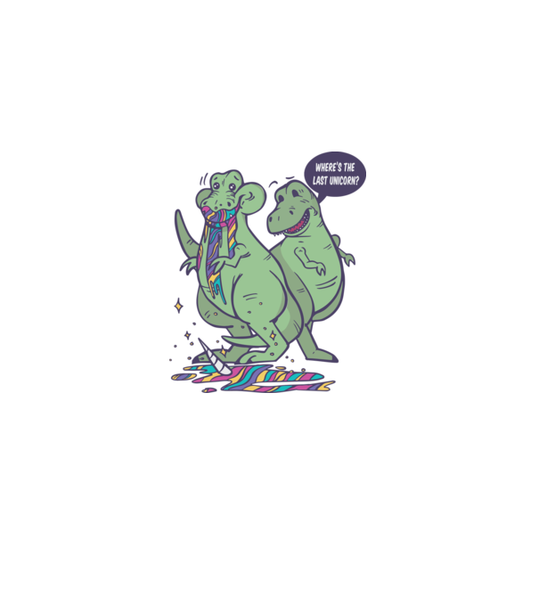 T-rex a mâncat unicornul model alb pe tricou