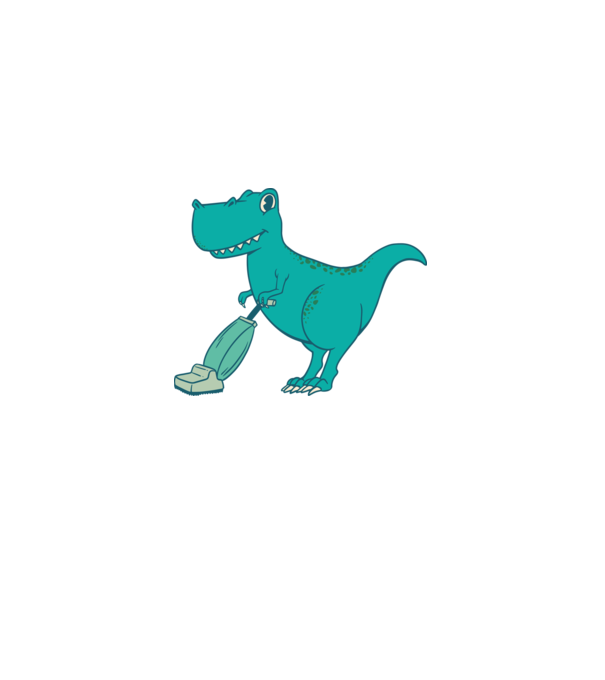 T-rex făcând curățenie model alb pe tricou
