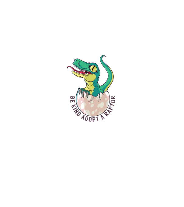Be kind adopt a Raptor tricou cu dinozaur model alb pe tricou