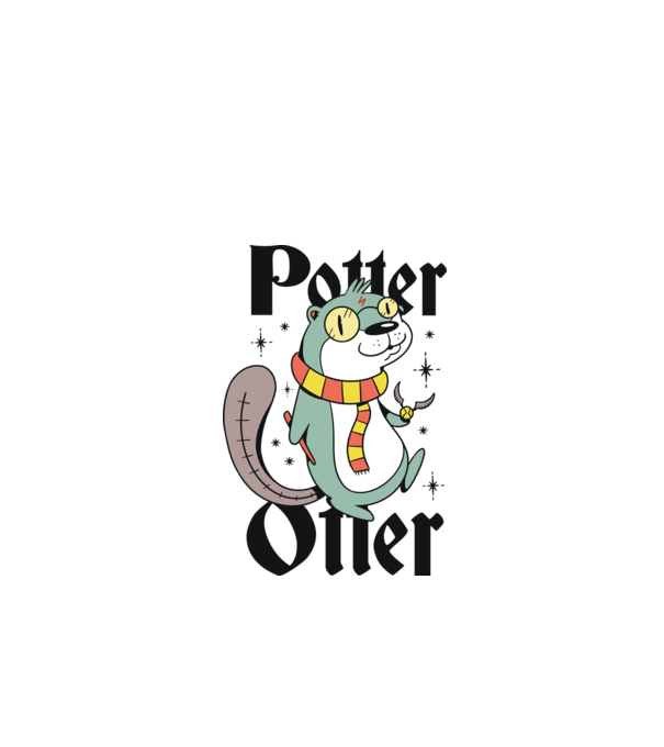 Potter Otter Vidra model alb pe tricou