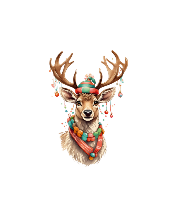 Festive Reindeer model alb pe tricou