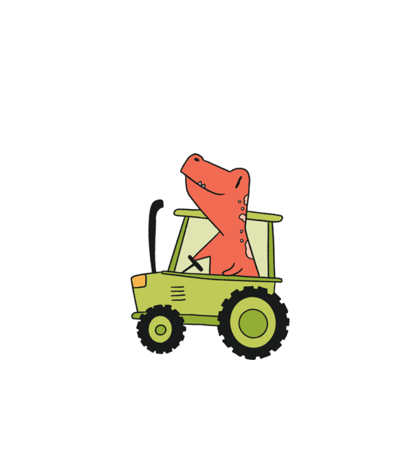 Tractor dinozaur model verde de măr pe tricou