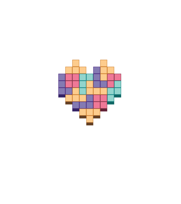 Inimă Tetris model liliachiu pe tricou