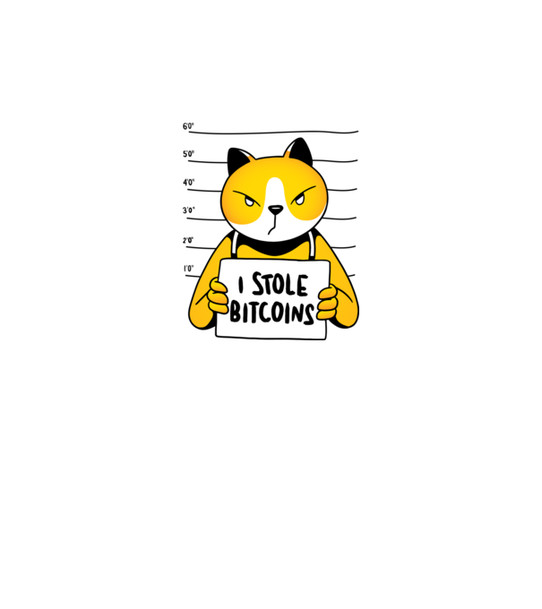 Pisică hoață Bitcoin model gri pe tricou