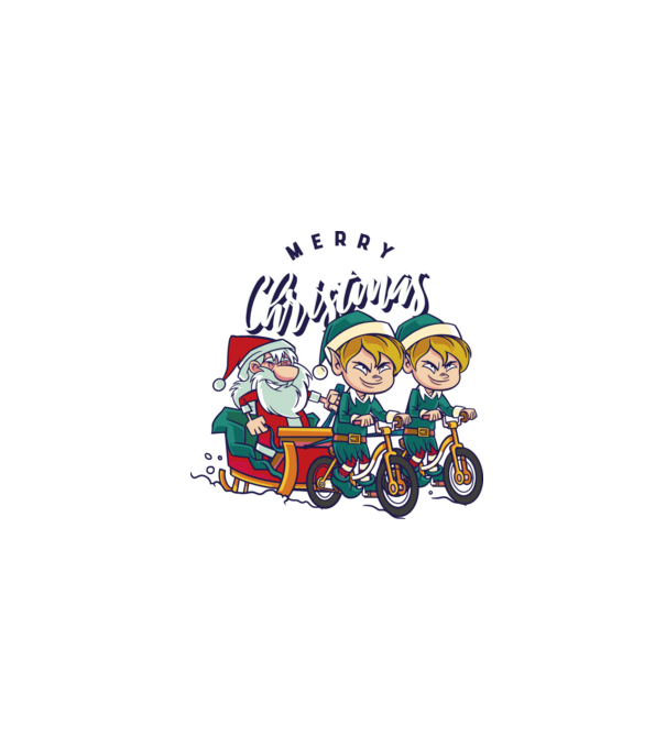 Merry Christmas Moș Crăciun cu sanie cu bicicletă model turcoaz pe tricou