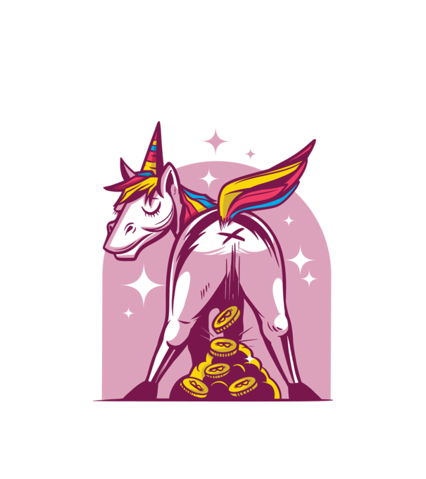 Unicorn Bitcoin model alb pe tricou