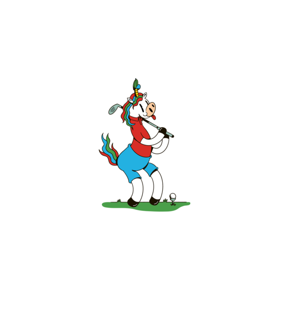 Unicorn jucător de golf model alb pe tricou
