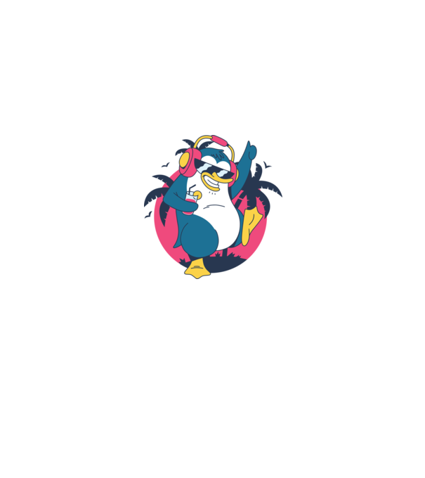 Pinguin de Petrecere model turcoaz pe tricou