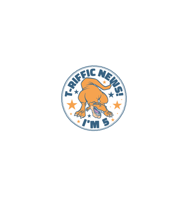'T-rex Terrific news i''m 5' model alb/roșu pe tricou