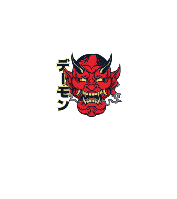 Mască demon chinez model gri pe tricou