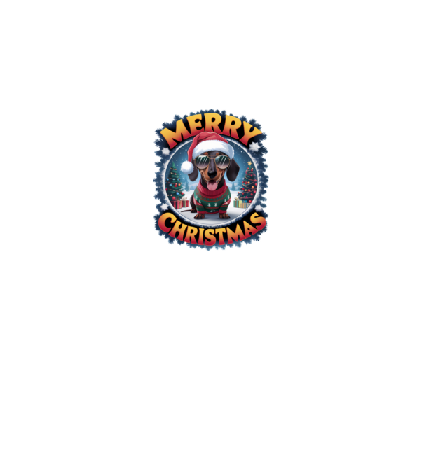Merry Christmas Teckel model alb pe tricou