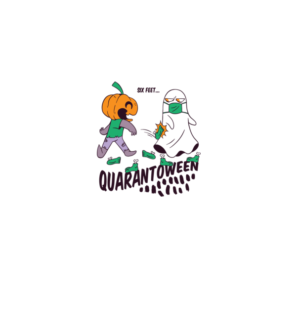 Quarantoween model alb pe tricou