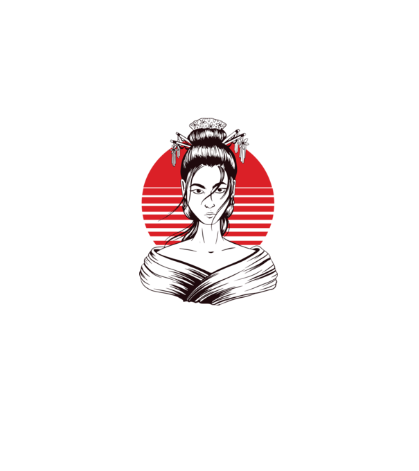 Geisha japoneză model gri pe tricou