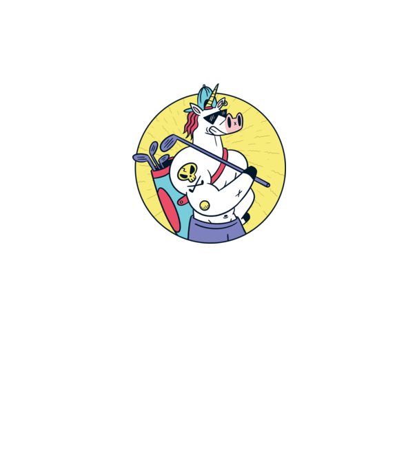 Unicorn Golf model negru pe tricou