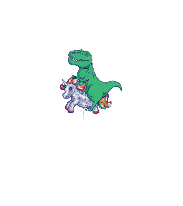 T-rex pe Unicorn balon model alb pe tricou