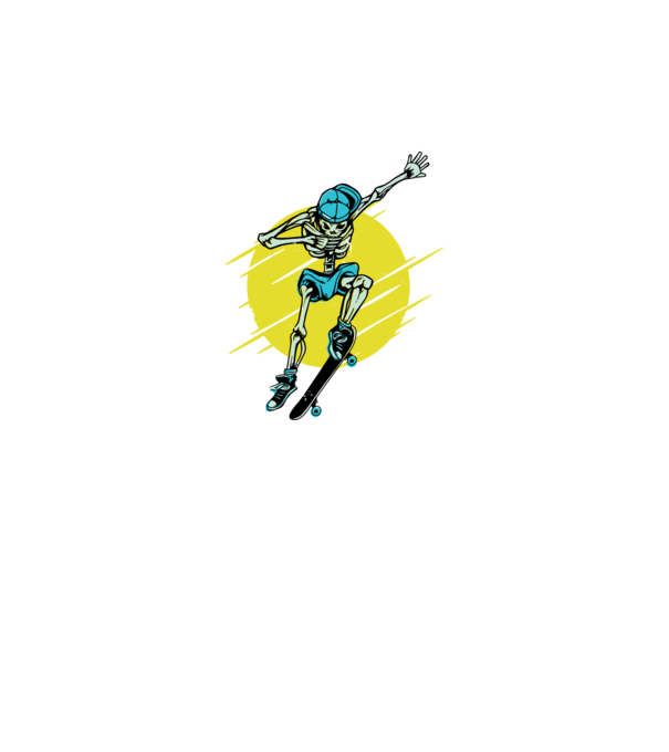 Schelet Skateboarder model alb pe tricou