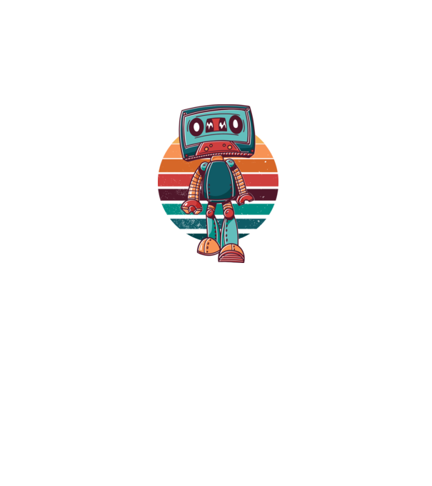 Robot Casetă retro model alb pe tricou