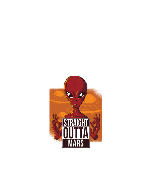 Straight Outta Mars Alien model negru pe tricou