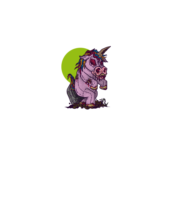 Zombie unicorn model albastru închis pe tricou