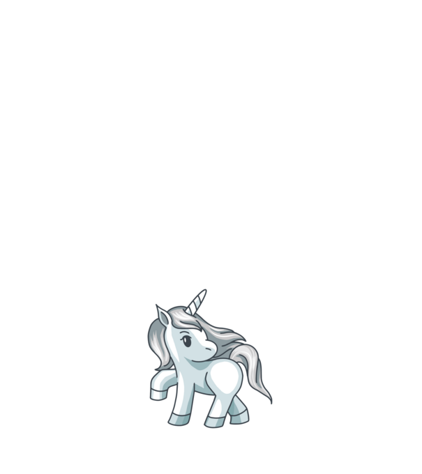 Unicorn de argint model alb pe tricou