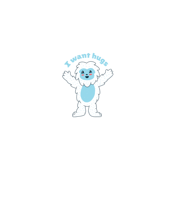 Vreau o îmbrățișare Yeti drăguț model negru pe tricou