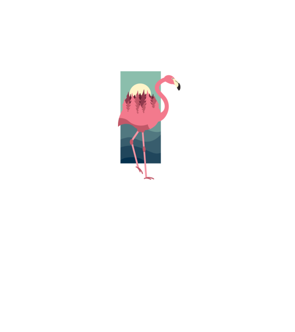 Flamingo Design model alb pe tricou