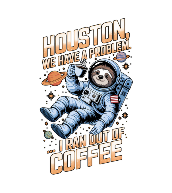 Houston we have a problem coffee model negru pe tricou