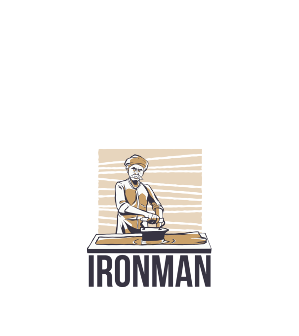 Ironman Om care calcă (montează metal) model alb pe tricou