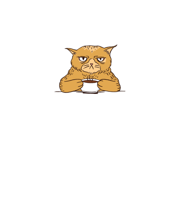 Grumpy Cat - Pisică supărată cu cafea model albastru regal pe tricou