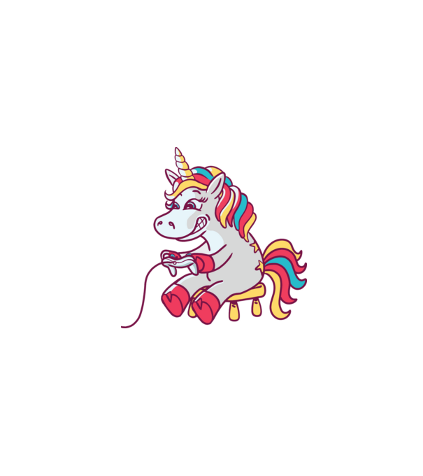 Gamer Unicorn model turcoaz pe tricou